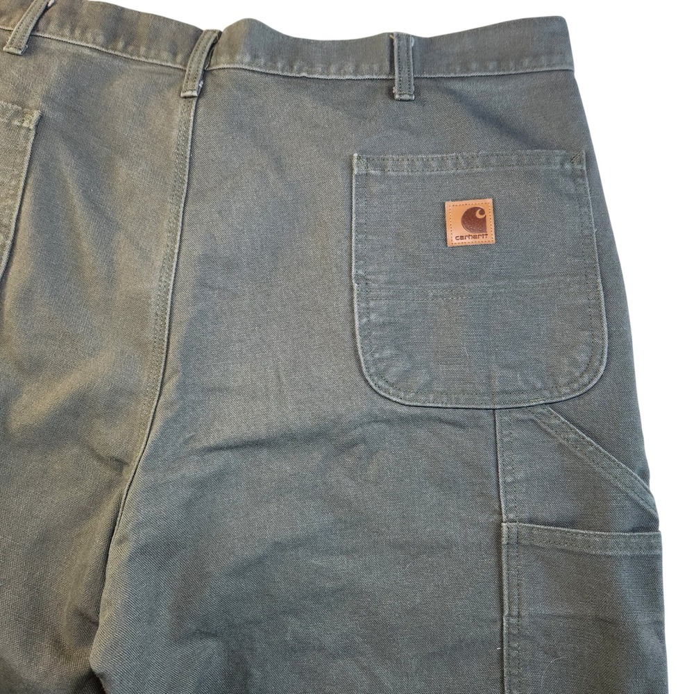 CARHARTT Dungaree Carpenter Pants Mens‎ 42x30 Green Loose Duck Canvas Workwear